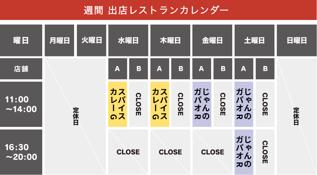 週間出店カレンダー